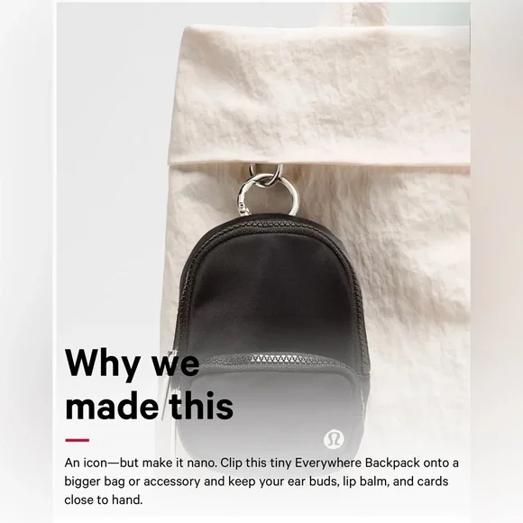 lululemon Mini Everywhere Backpack Black Nano Clippable NWT - Picture 5 of 9
